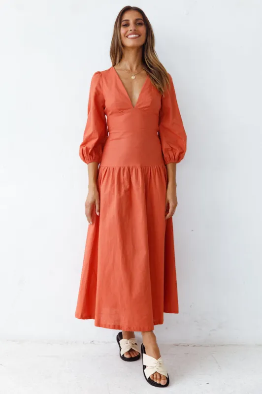 Right Turn Maxi Dress Rust sold by Fortunate One