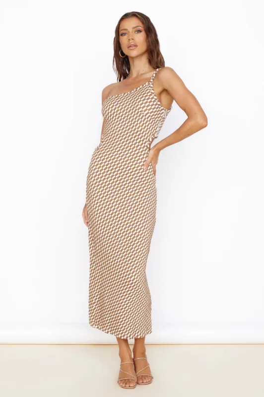 Roll The Dice Maxi Dress Brown sold by Fortunate One