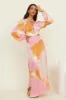 THE WOLF GANG Orella Cut Out Maxi Dress Watercolour sold by Fortunate One
