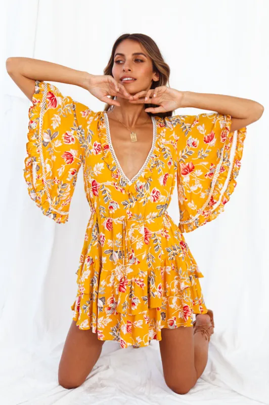 Cabernet Dress Mustard sold by Fortunate One