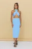 Tropical City Maxi Skirt Blue sold by Fortunate One