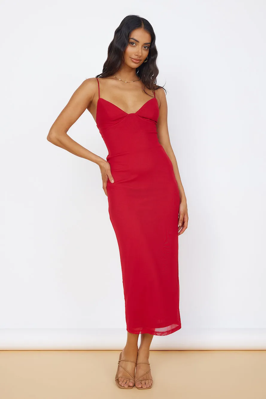 Midnight Magic Midi Dress Red sold by Fortunate One product image thumbnail 4