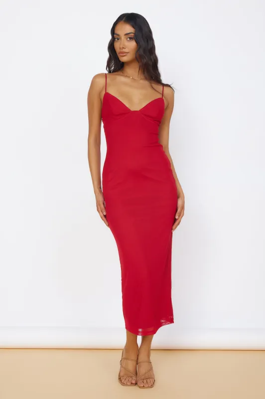 Midnight Magic Midi Dress Red sold by Fortunate One
