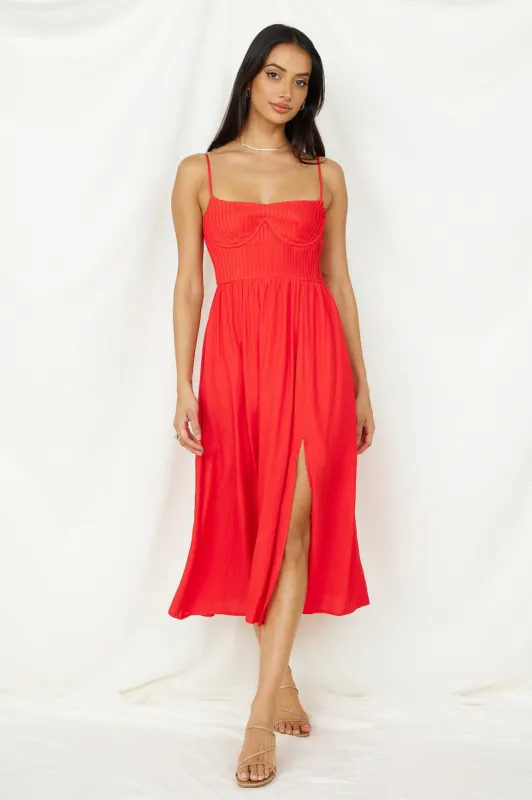 Coastal Dreaming Midi Dress Red sold by Fortunate One