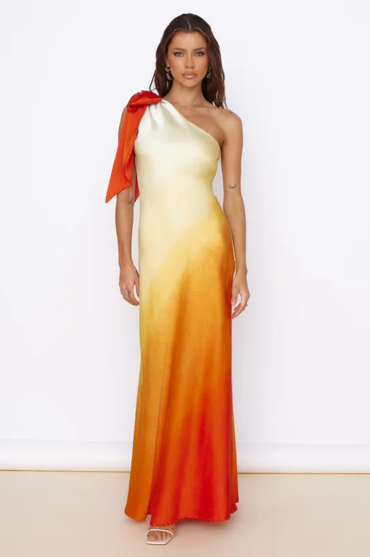 Forever Sunshine Satin Maxi Dress Orange sold by Fortunate One