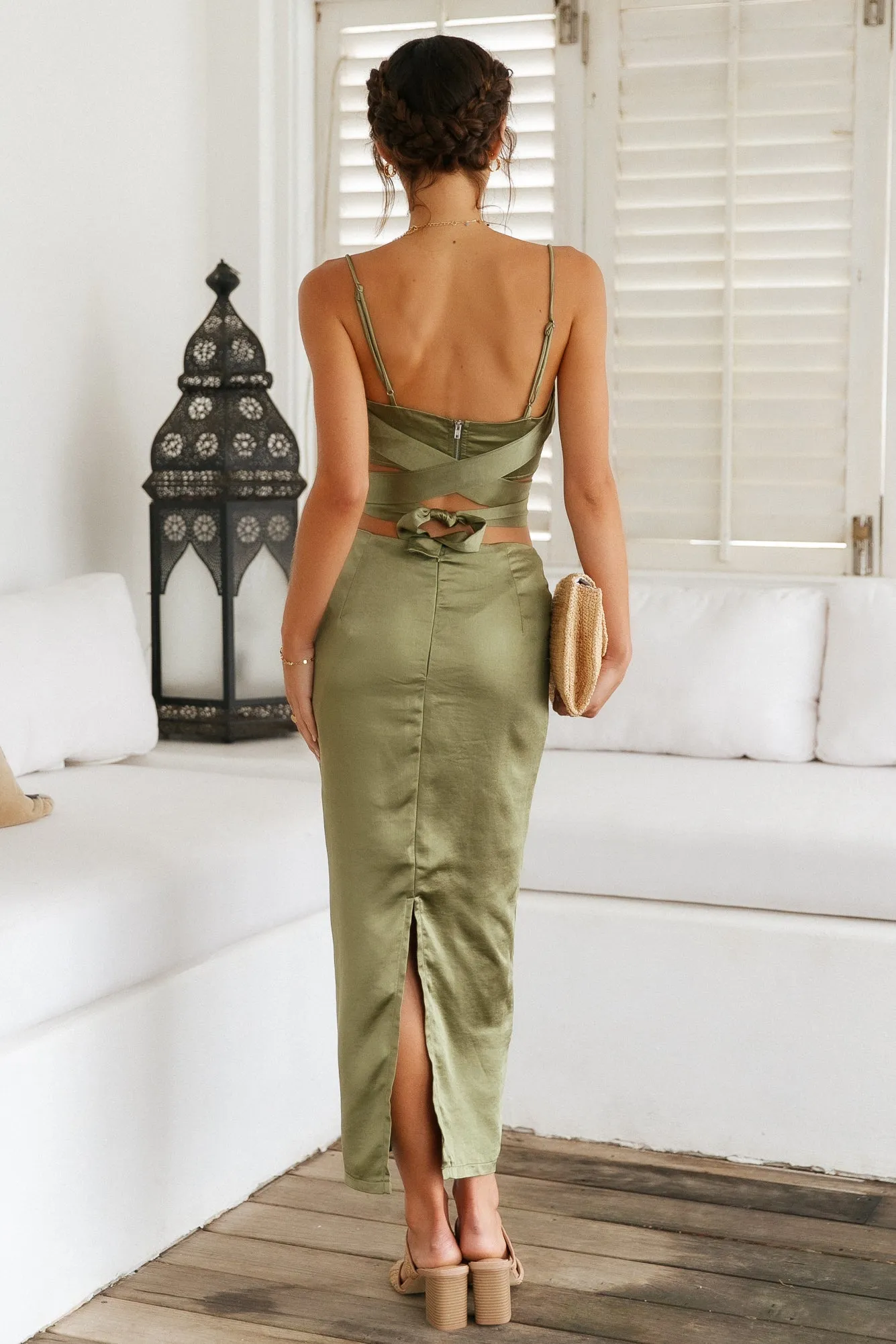 Needing You Maxi Skirt Olive sold by Fortunate One product image thumbnail 5