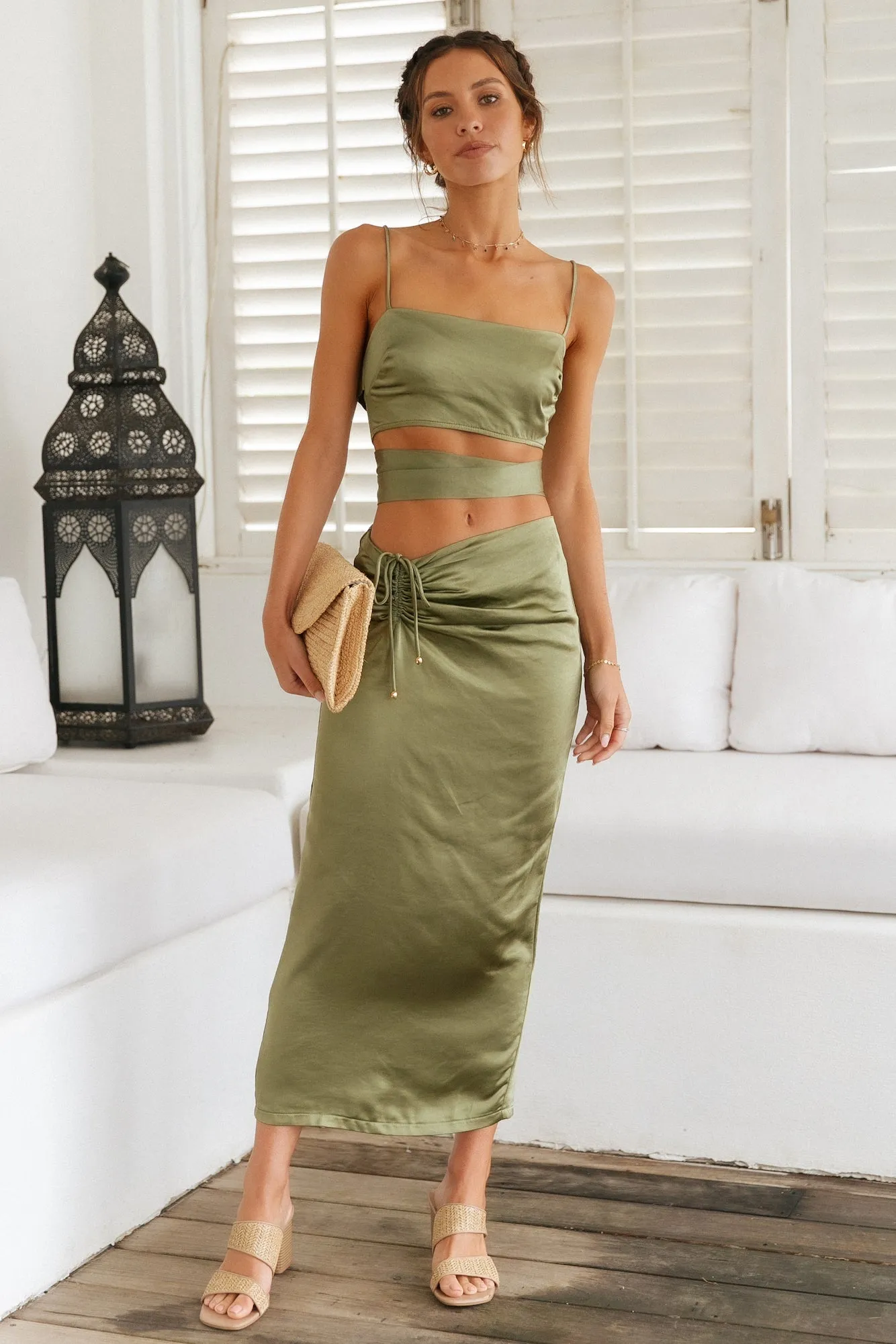 Needing You Maxi Skirt Olive sold by Fortunate One product image thumbnail 3