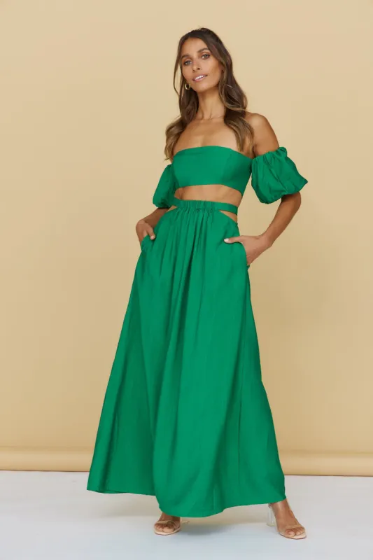 SEVEN WONDERS Jolie Maxi Skirt Emerald sold by Fortunate One