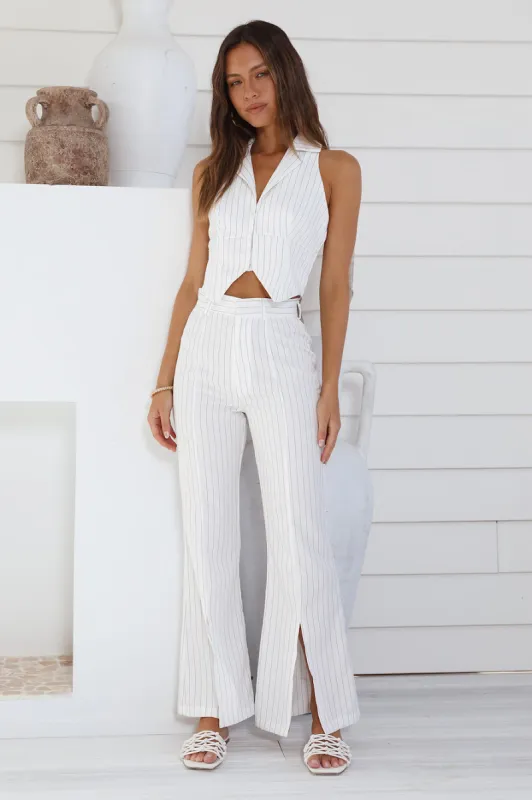 Talking Business Pants White Stripe sold by Fortunate One