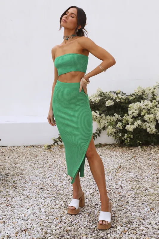 Warmth Within Knit Maxi Skirt Green sold by Fortunate One