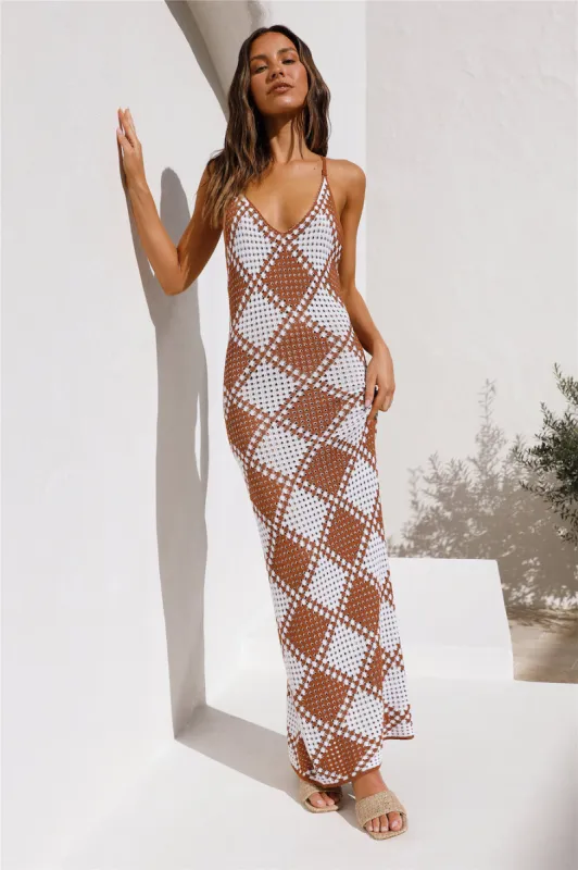 Blushing Blossoms Maxi Dress Brown sold by Fortunate One