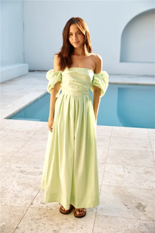 Bella Off-Shoulder Maxi Dress Green sold by Fortunate One