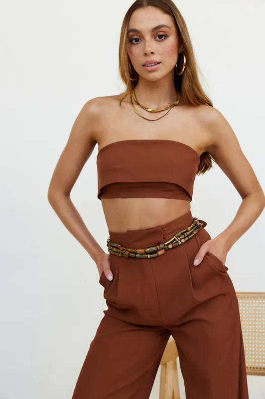 Solaris Crop Top Brown sold by Fortunate One
