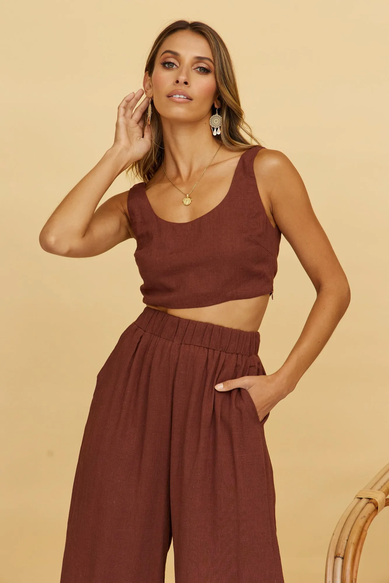 Sweet Horizon Crop Top Brown sold by Fortunate One