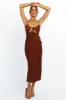 Cariele Maxi Dress Brown sold by Fortunate One