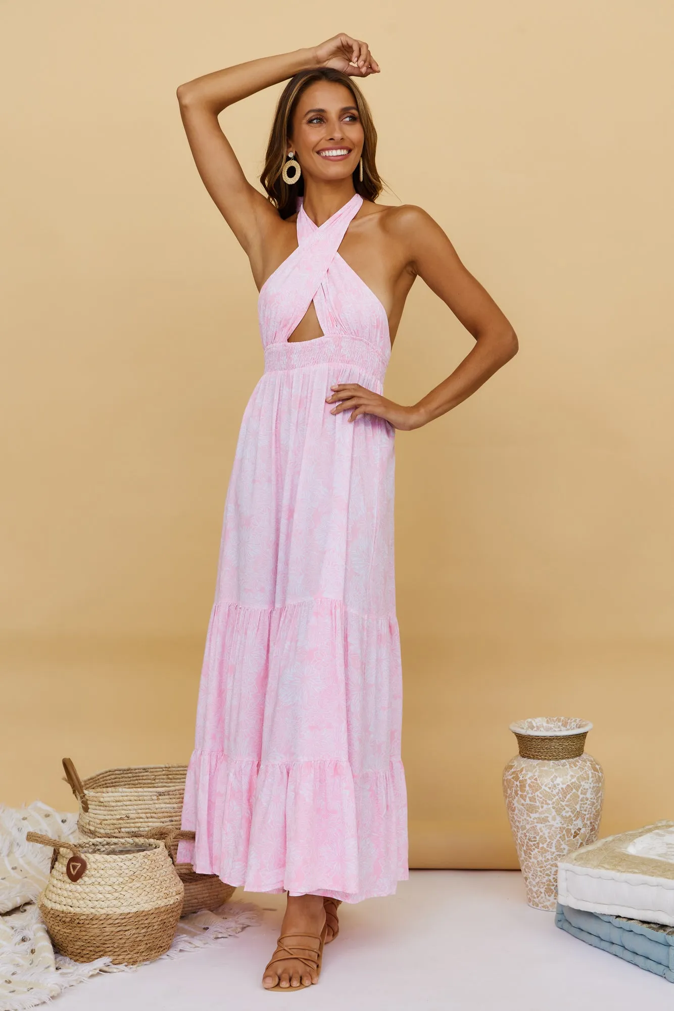 Heart Beating Maxi Dress Pink sold by Fortunate One product image thumbnail 5