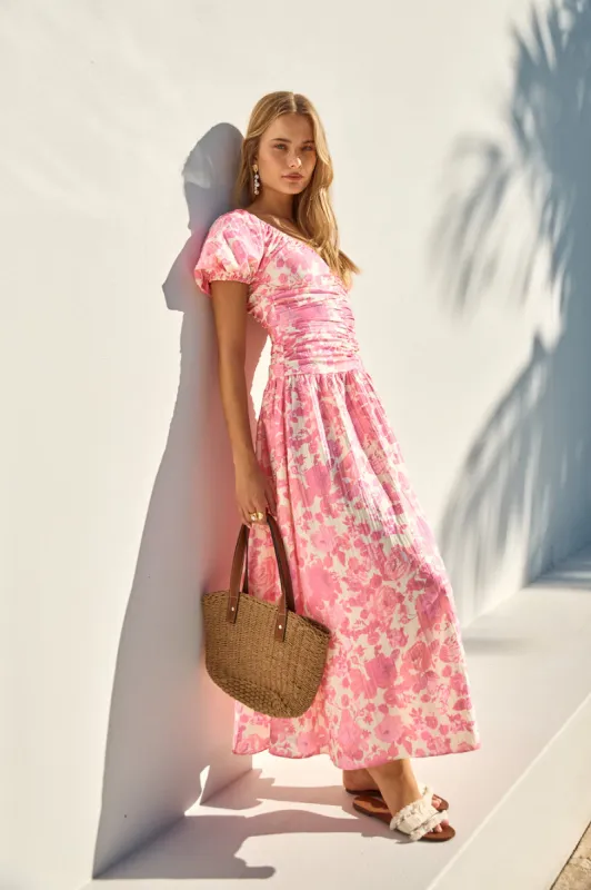 FORTUNATE ONE Garden Party Maxi Dress Pink sold by Fortunate One