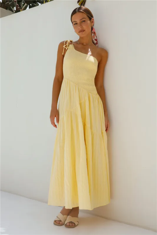 Beaming Hues One Shoulder Maxi Dress Yellow sold by Fortunate One