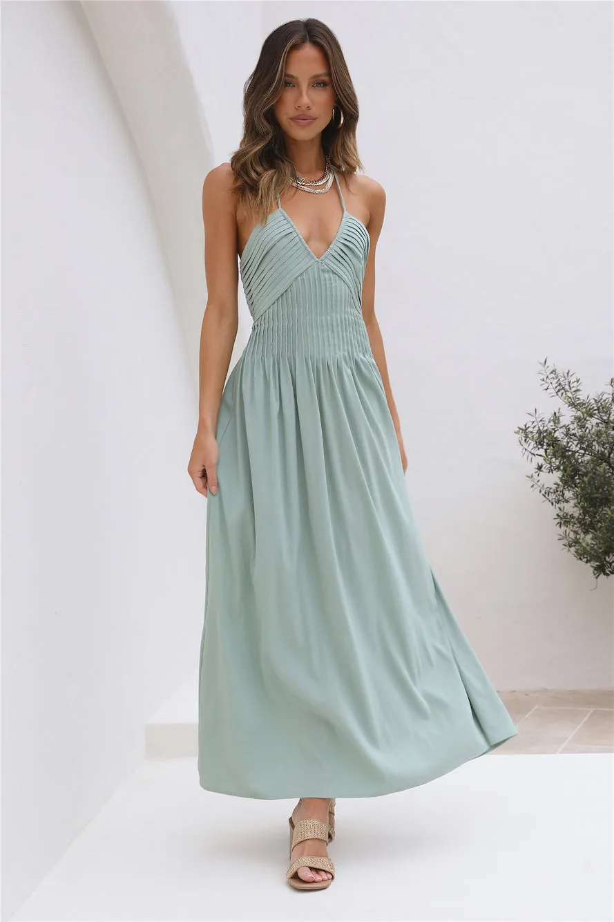 Cross My Heart Maxi Dress Sage sold by Fortunate One