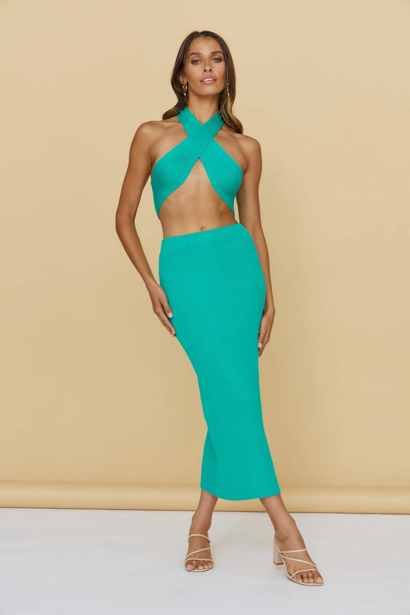 Tropical City Maxi Skirt Green sold by Fortunate One product image thumbnail 4