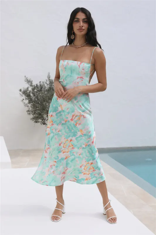 Crystal Clear Midi Dress Green sold by Fortunate One