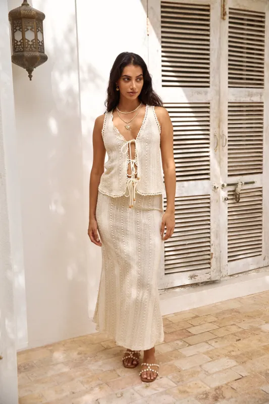 Villa Bliss Maxi Skirt Beige sold by Fortunate One