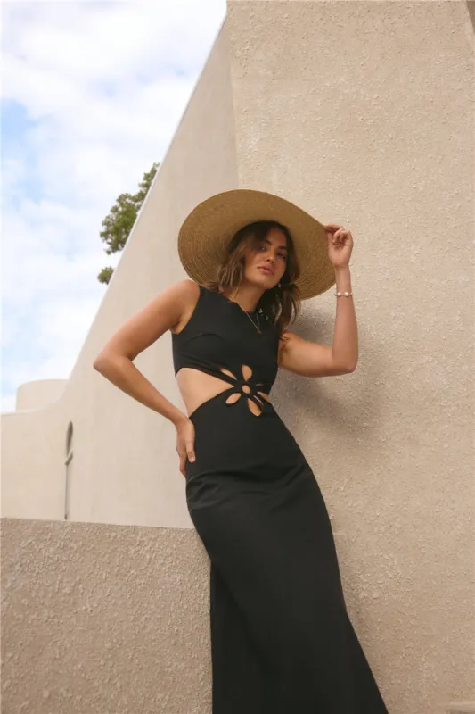 Fluttering Hearts Maxi Dress Black sold by Fortunate One