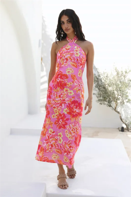 SEVEN WONDERS Leyana Maxi Dress Pink Floral sold by Fortunate One