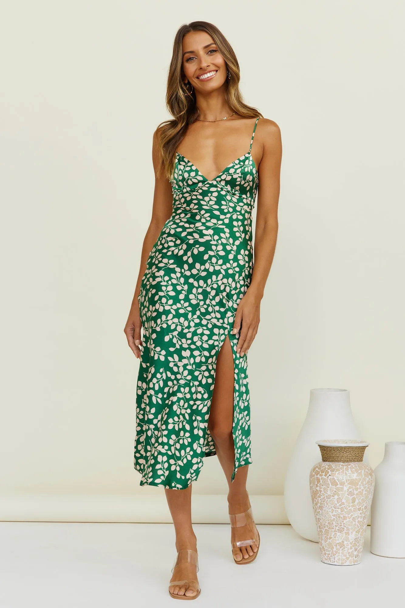 Climbing Vines Maxi Dress Green sold by Fortunate One