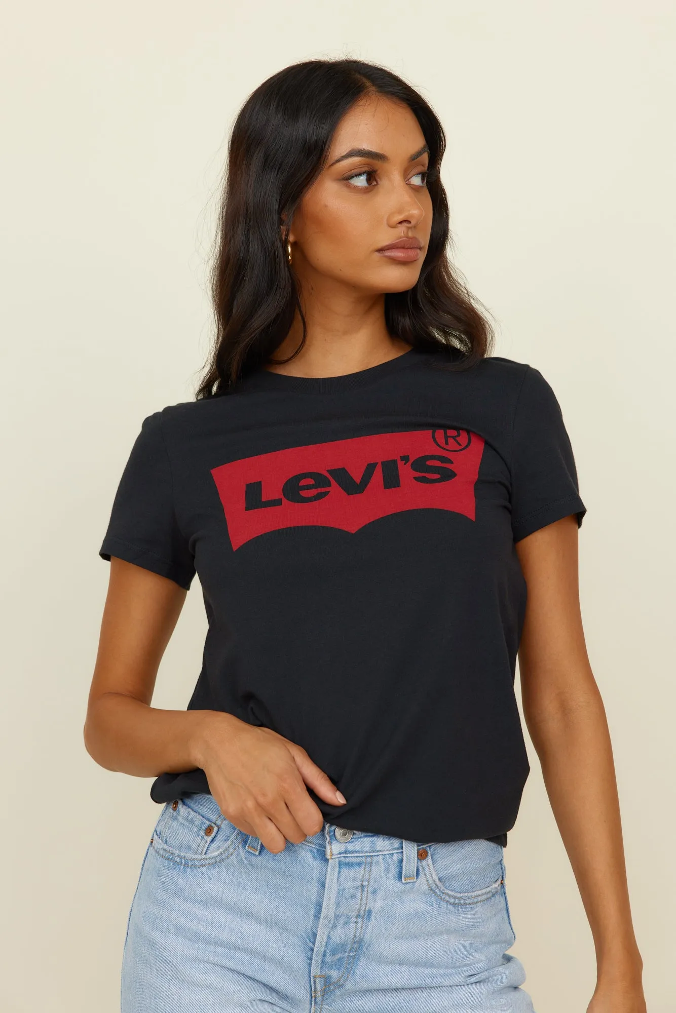 LEVI'S Logo Perfect T-Shirt Large Batwing Black sold by Fortunate One product image thumbnail 2