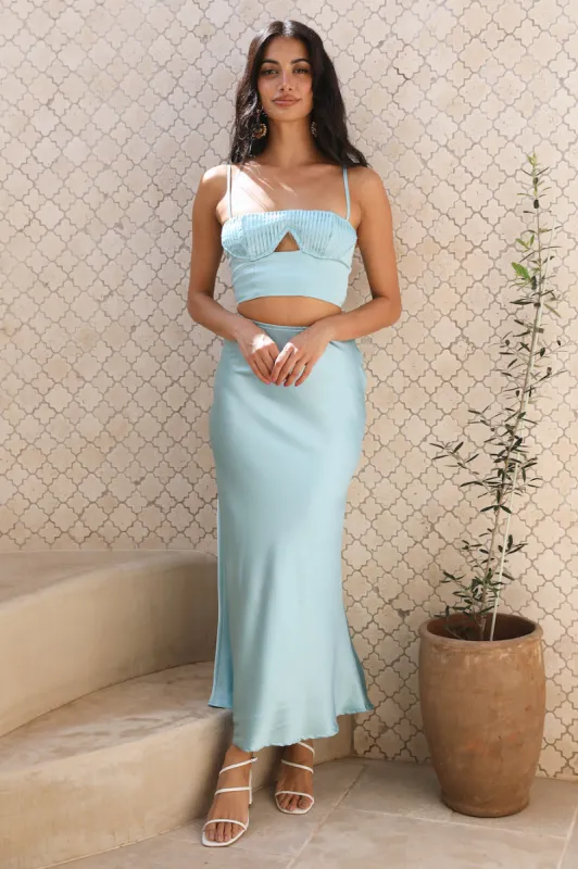 Sweet Haven Maxi Skirt Blue sold by Fortunate One