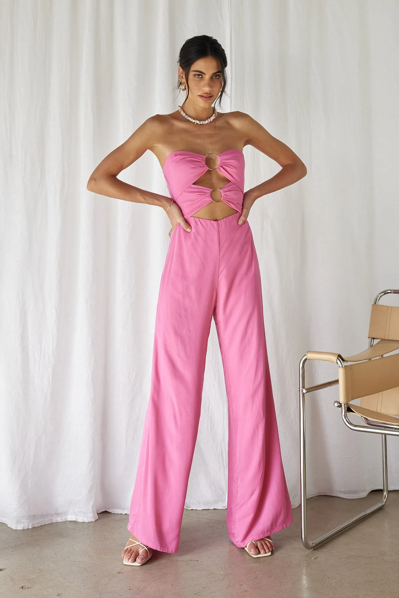 RUNAWAY THE LABEL Etta Jumpsuit Bubblegum sold by Fortunate One