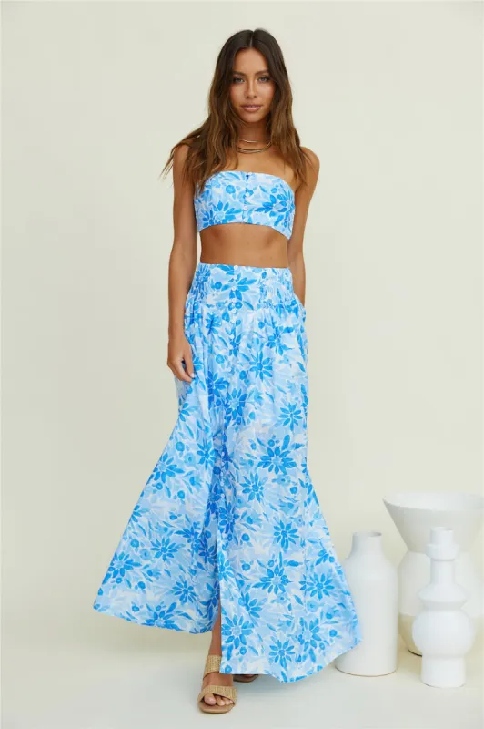 Lights Up Maxi Skirt Blue sold by Fortunate One