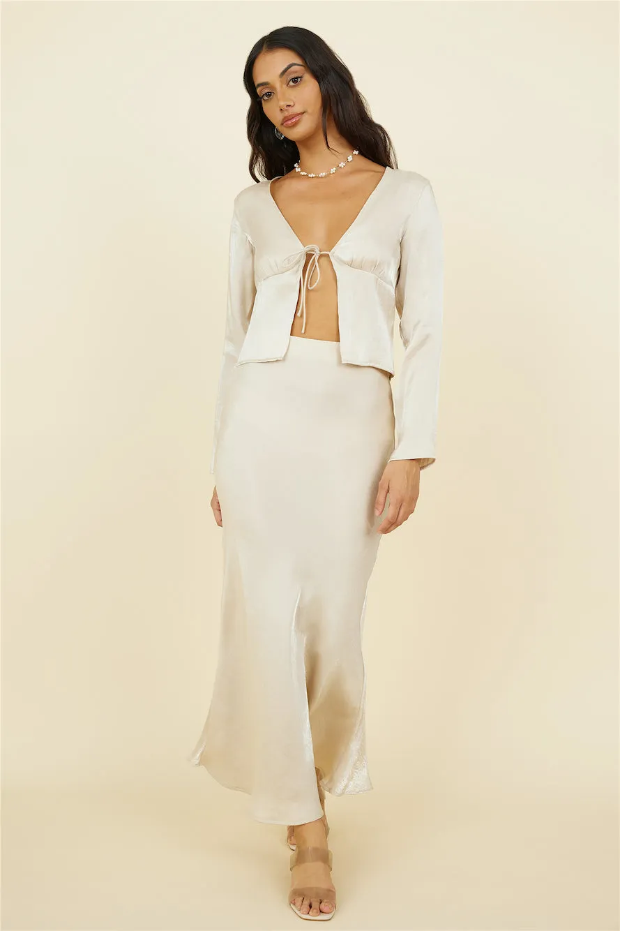 Bouquet of Flowers Maxi Skirt Champagne sold by Fortunate One product image thumbnail 2