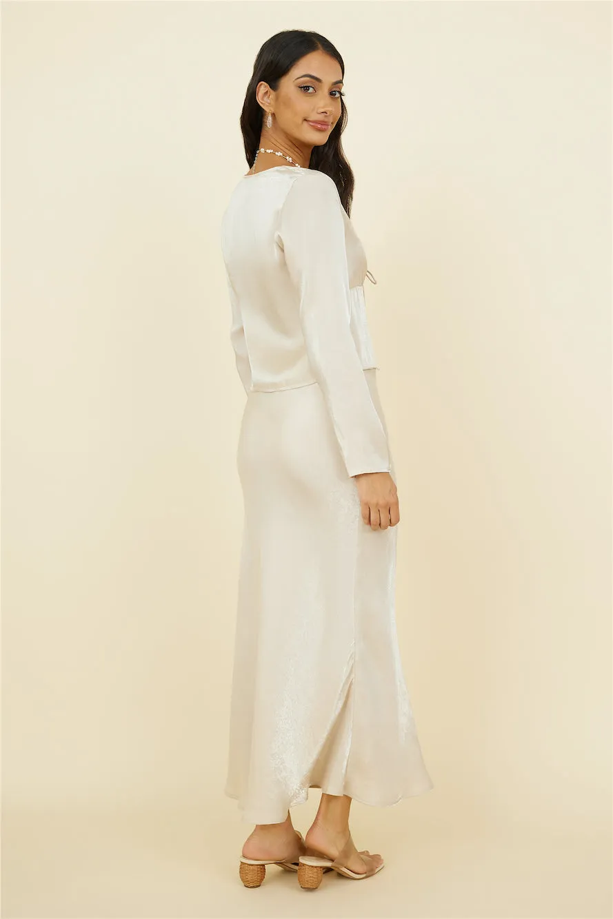 Bouquet of Flowers Maxi Skirt Champagne sold by Fortunate One product image thumbnail 4