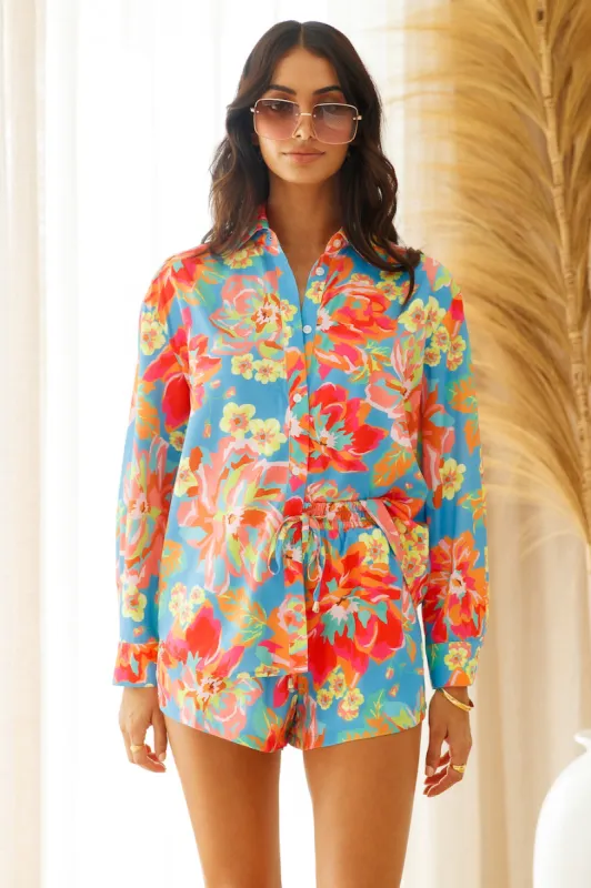 SEVEN WONDERS Eden Shirt Blue Floral sold by Fortunate One