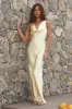 Dear Me Satin Maxi Dress Yellow sold by Fortunate One