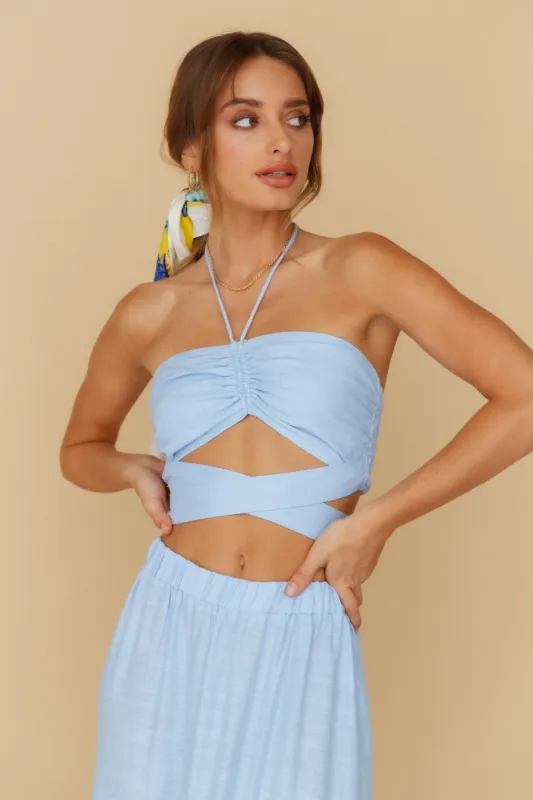 Make It Simple Crop Top Blue sold by Fortunate One