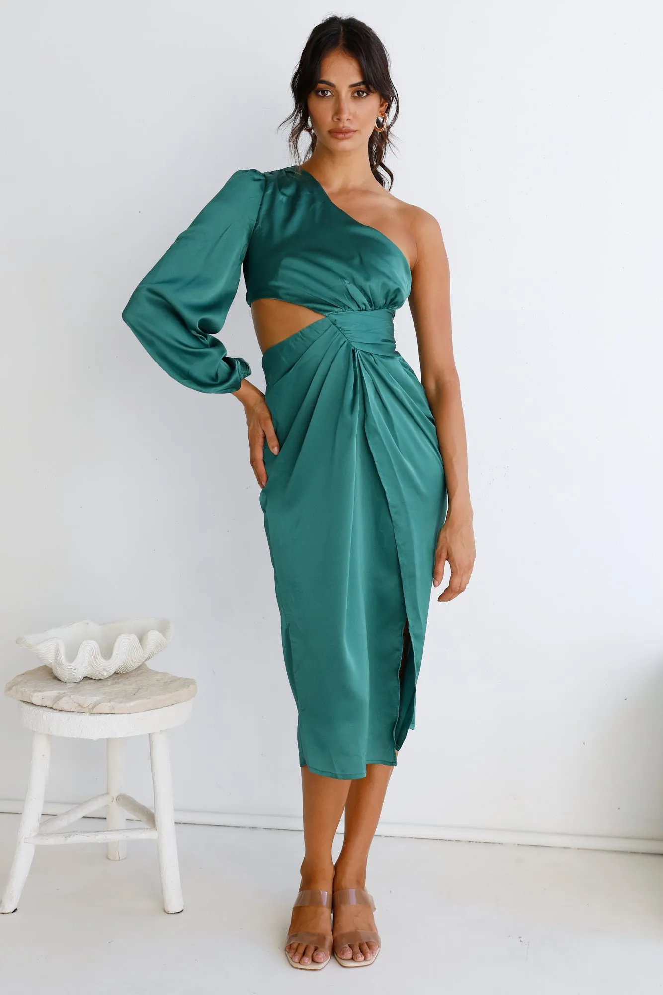 Middle Of The Night Midi Dress Green sold by Fortunate One