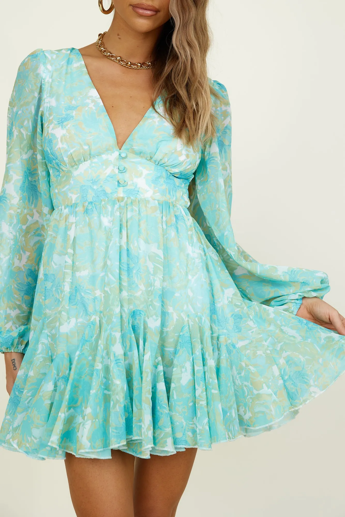 Breathe Slowly Dress Blue sold by Fortunate One product image thumbnail 3