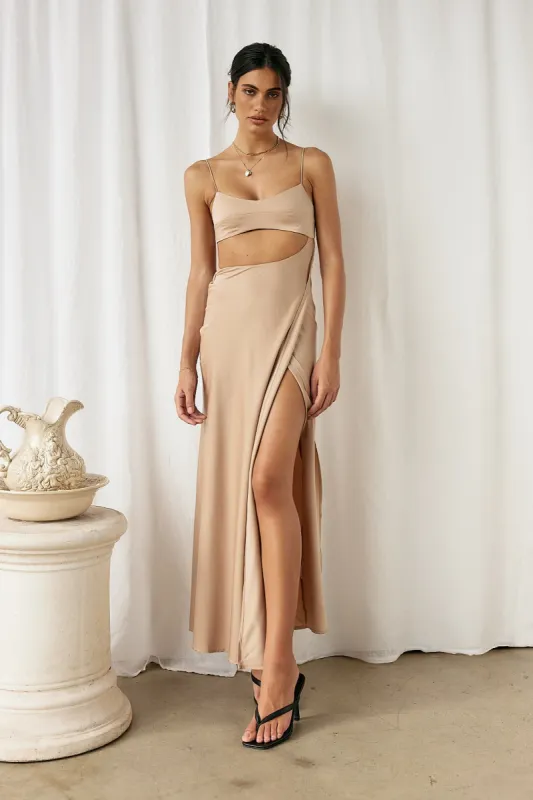 Butterfly Effect Maxi Dress Brown sold by Fortunate One