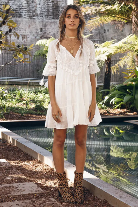 Wave After Wave Dress White sold by Fortunate One