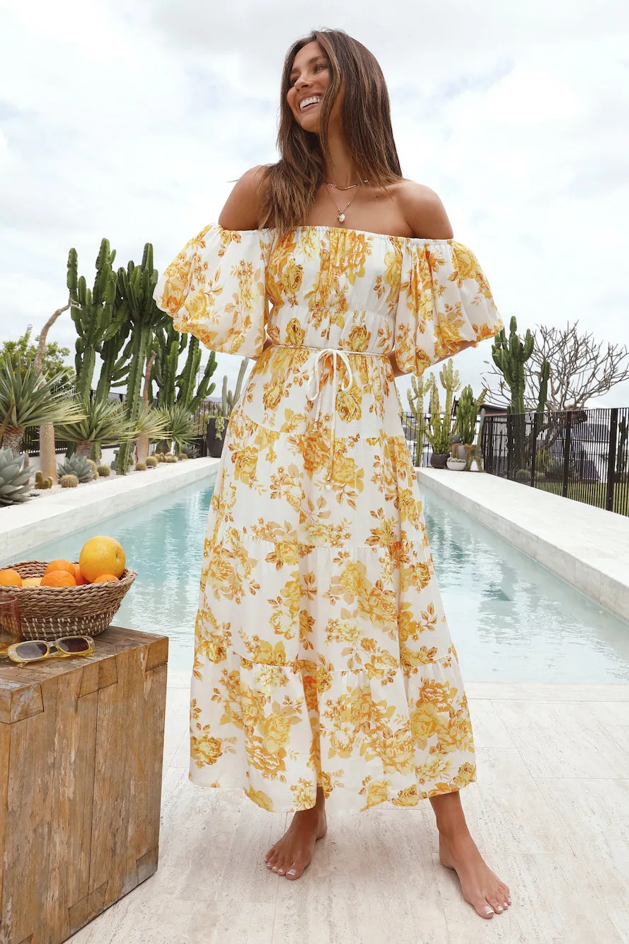 Sunflower Off-Shoulder Maxi Dress Yellow sold by Fortunate One product image thumbnail 2