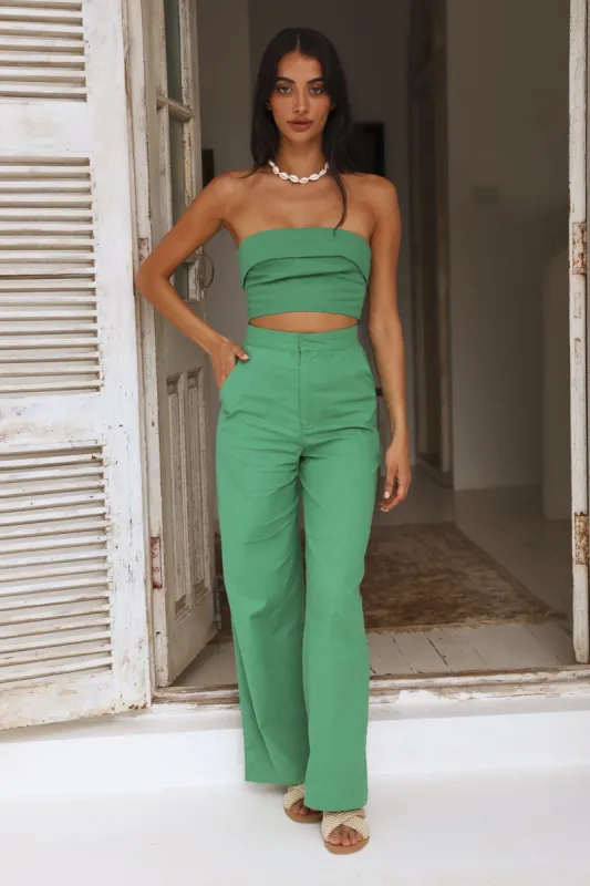 In Hindsight Pants Green sold by Fortunate One