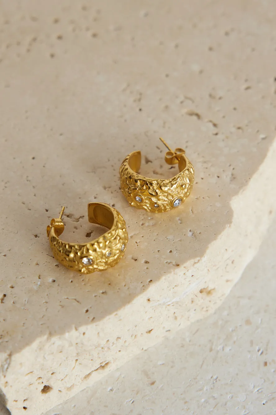 18k Gold Cliff Side Earrings Gold sold by Fortunate One product image thumbnail 4