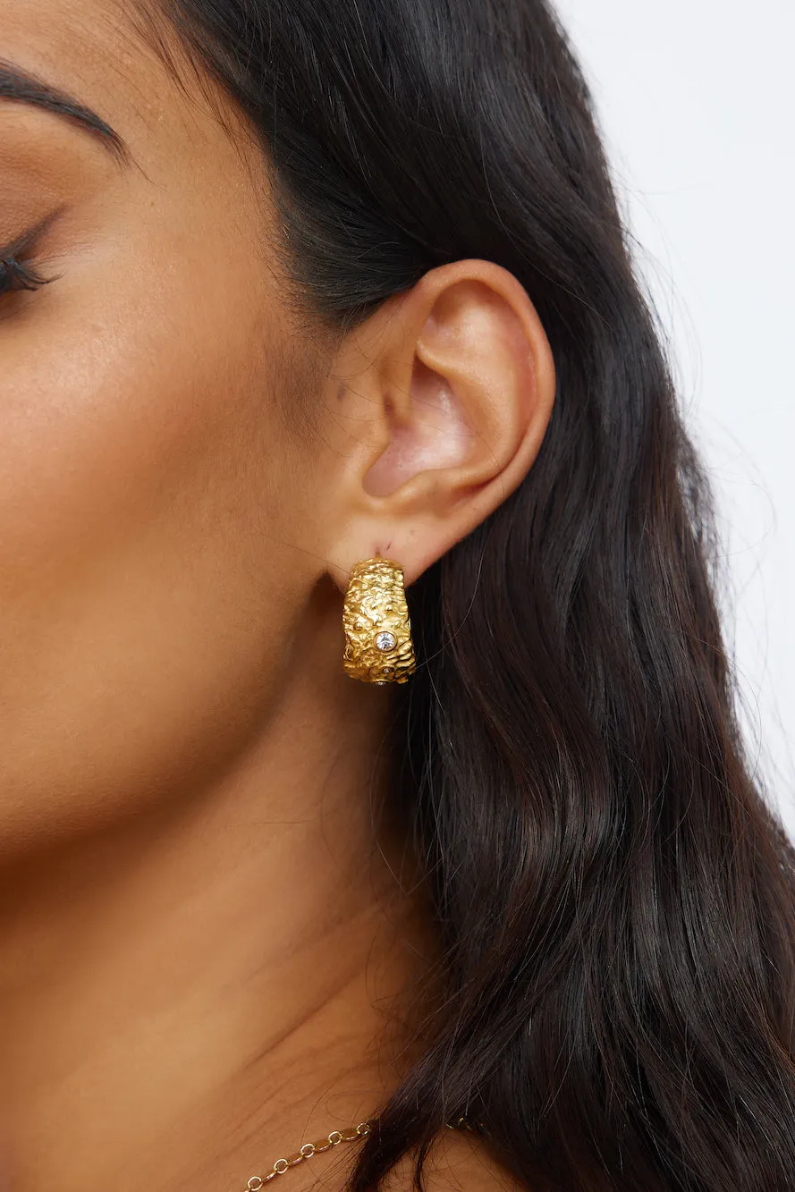 18k Gold Cliff Side Earrings Gold sold by Fortunate One product image thumbnail 5