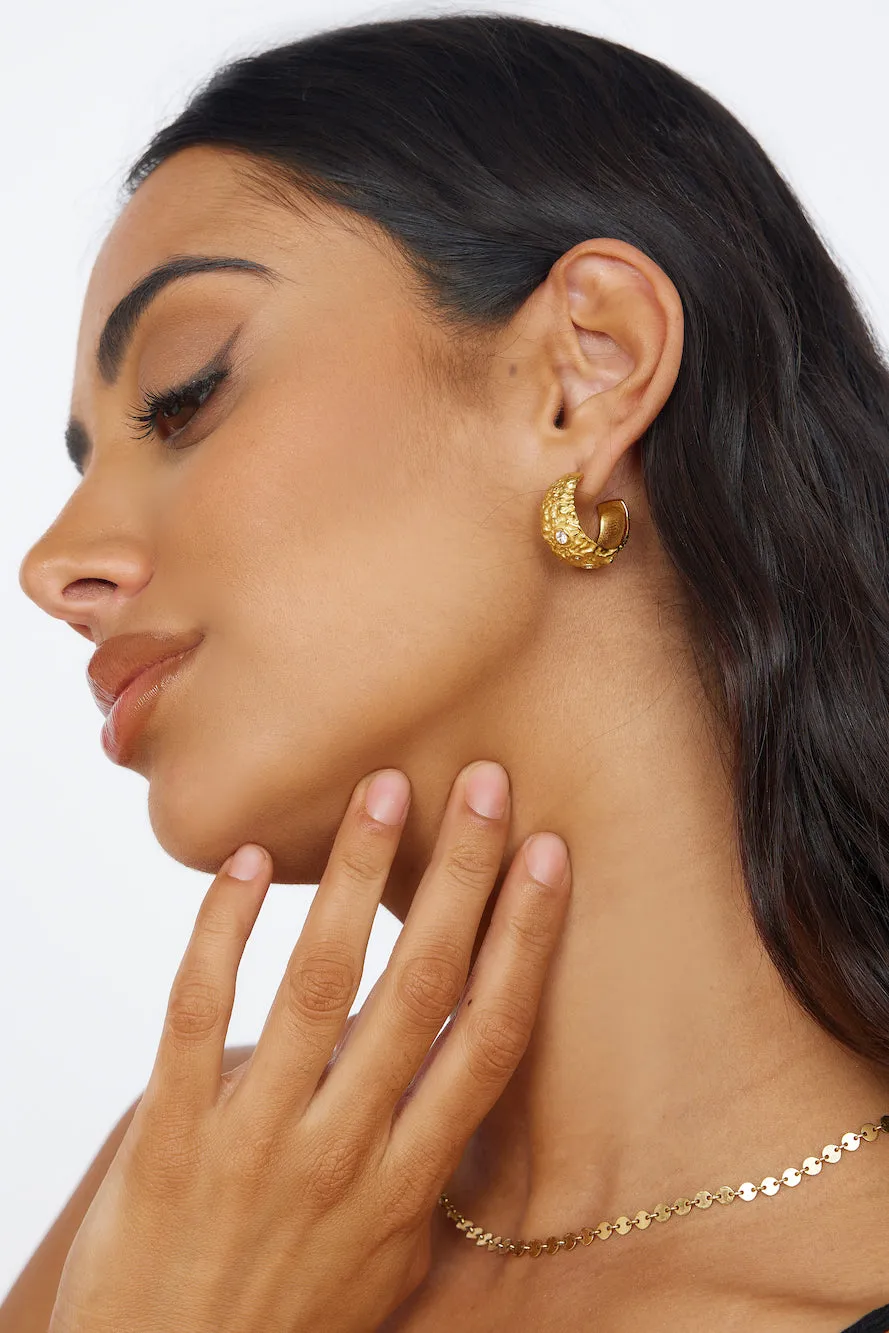18k Gold Cliff Side Earrings Gold sold by Fortunate One product image thumbnail 3