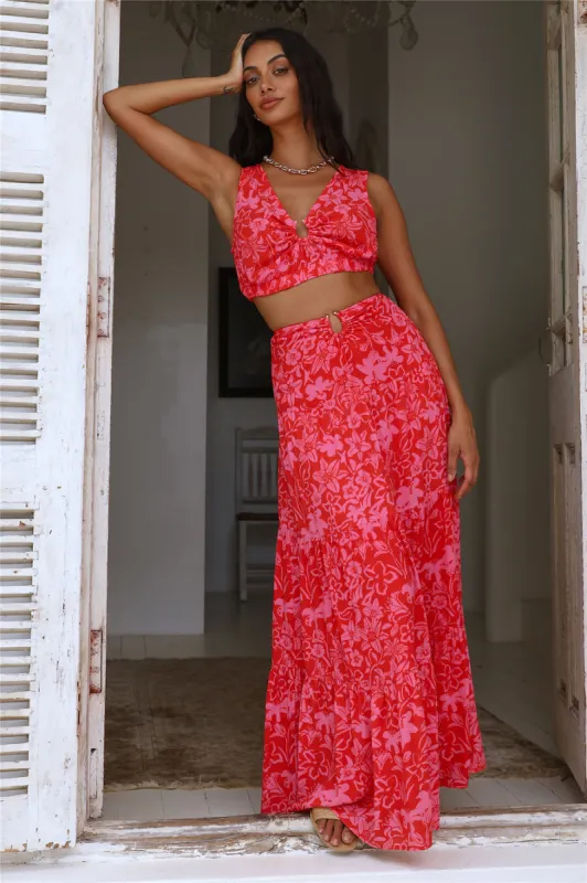 CHARLIE HOLIDAY Cheyenne Maxi Skirt Tropical Floral sold by Fortunate One