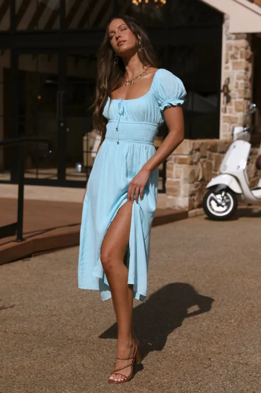 Seaside Picnic Midi Dress Sky Blue sold by Fortunate One