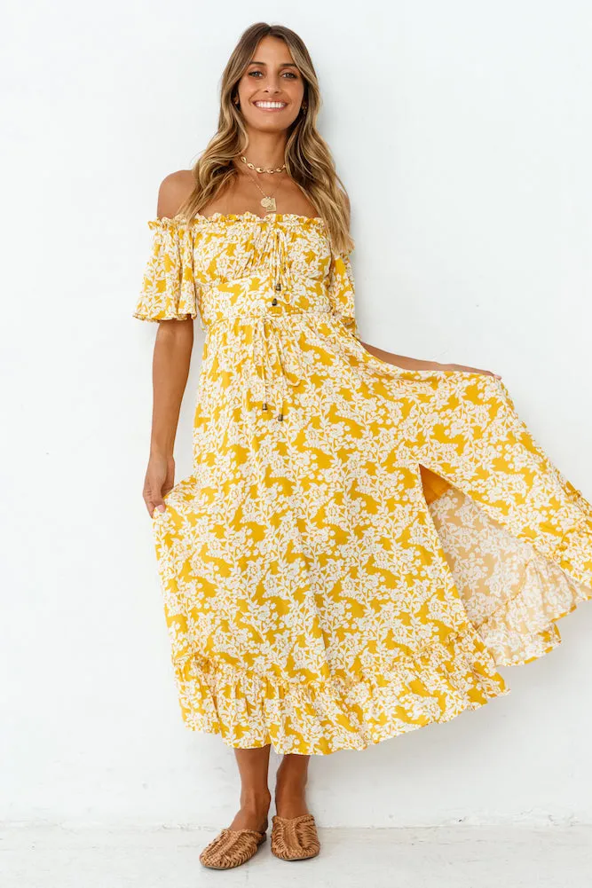 Running Heart Maxi Dress Mustard sold by Fortunate One product image thumbnail 4